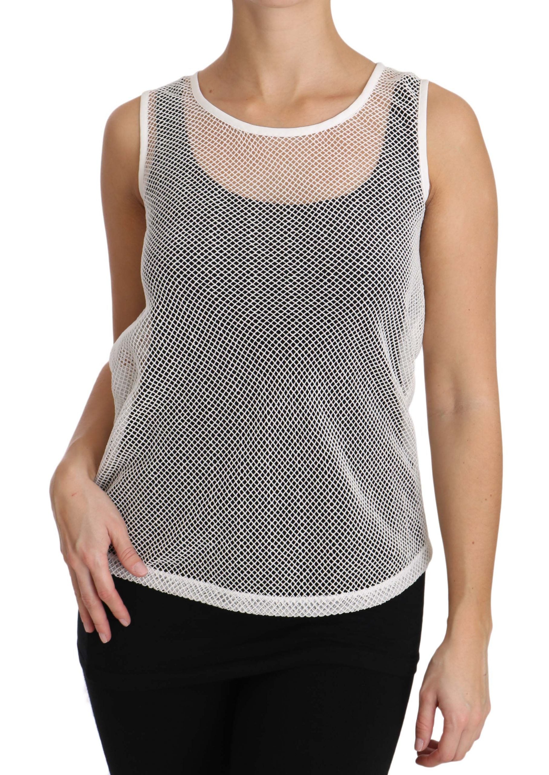 Dolce & Gabbana White Net  Transparent Sleeveless Tank Top - ClickThatClicks 