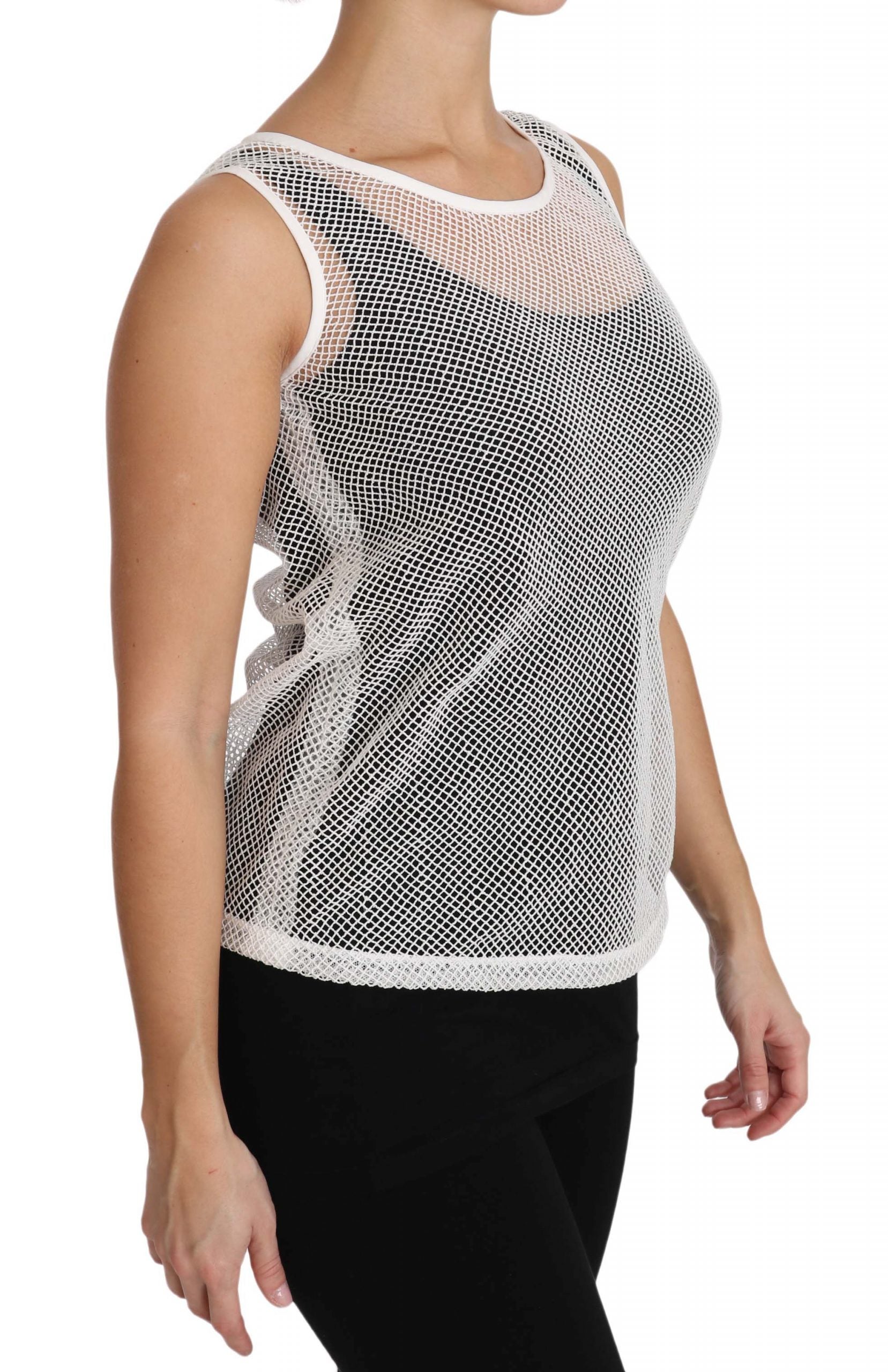 Dolce & Gabbana White Net  Transparent Sleeveless Tank Top - ClickThatClicks 