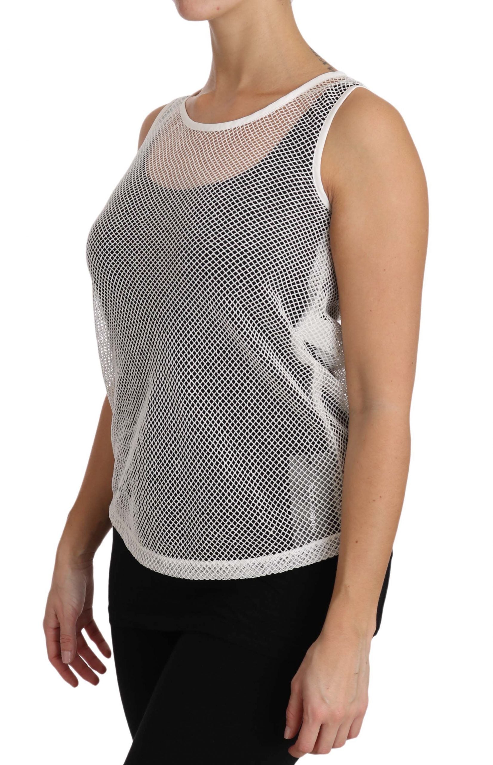 Dolce & Gabbana White Net  Transparent Sleeveless Tank Top - ClickThatClicks 