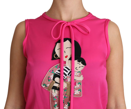 Dolce & Gabbana Pink Family Silk Tank  Mama Blouse Top Shirt - ClickThatClicks 