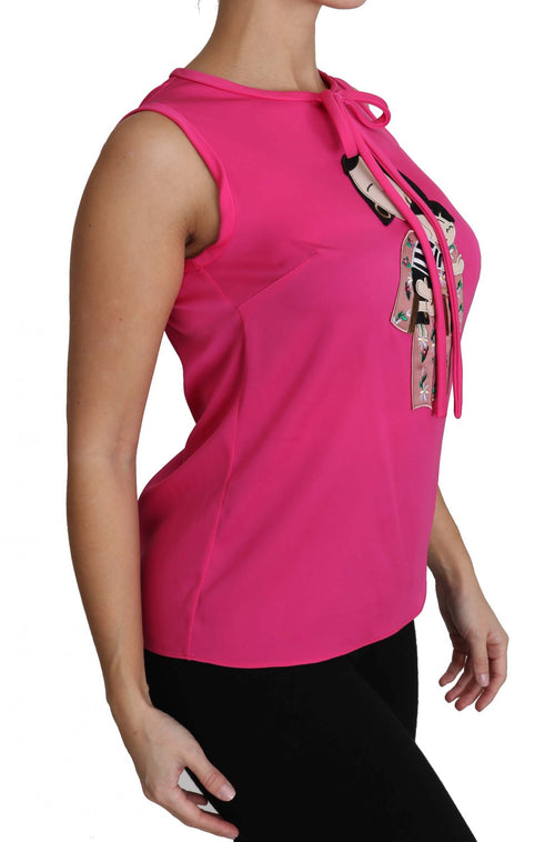 Dolce & Gabbana Pink Family Silk Tank  Mama Blouse Top Shirt - ClickThatClicks 