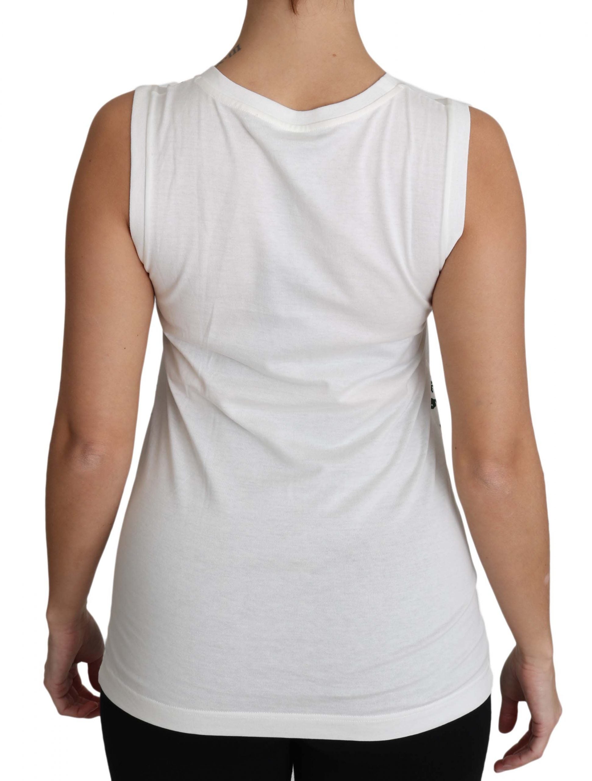 Dolce & Gabbana White Cotton #dgfamily Sleeveless Shirt Tank Top - ClickThatClicks 