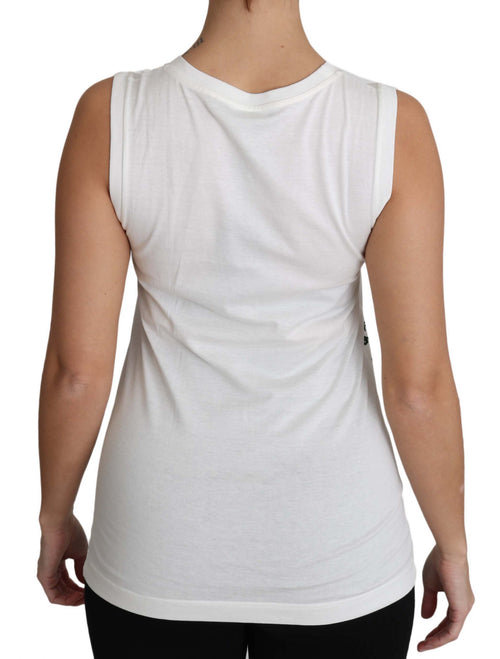 Dolce & Gabbana White Cotton #dgfamily Sleeveless Shirt Tank Top - ClickThatClicks 