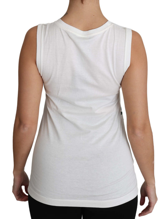 Dolce & Gabbana White Cotton #dgfamily Sleeveless Shirt Tank Top - ClickThatClicks 