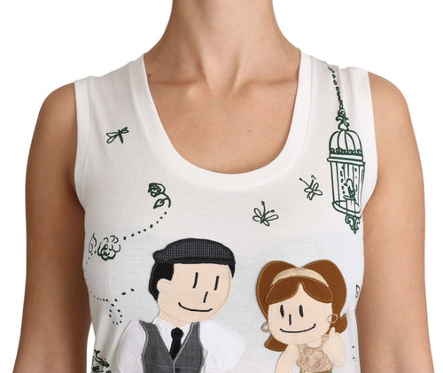 Dolce & Gabbana White Cotton #dgfamily Sleeveless Shirt Tank Top - ClickThatClicks 
