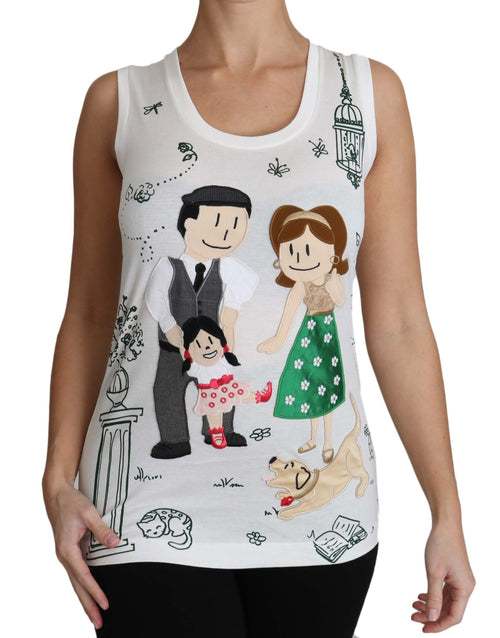 Dolce & Gabbana White Cotton #dgfamily Sleeveless Shirt Tank Top - ClickThatClicks 