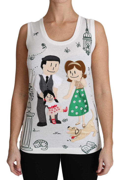 Dolce & Gabbana White Cotton #dgfamily Sleeveless Shirt Tank Top - ClickThatClicks 
