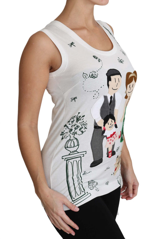 Dolce & Gabbana White Cotton #dgfamily Sleeveless Shirt Tank Top - ClickThatClicks 