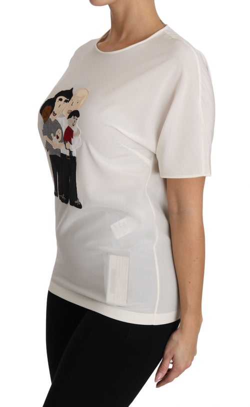 Dolce & Gabbana White Silk Stretch #dgfamily T-shirt - ClickThatClicks 