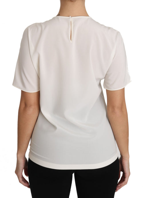 Dolce & Gabbana White Silk Stretch #dgfamily T-shirt - ClickThatClicks 