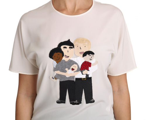 Dolce & Gabbana White Silk Stretch #dgfamily T-shirt - ClickThatClicks 