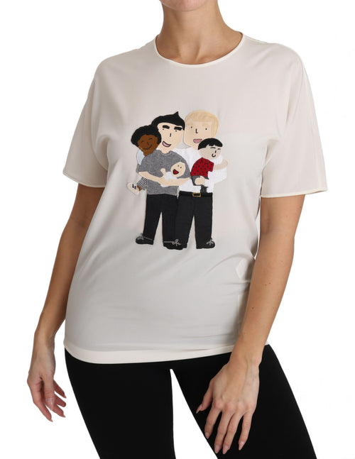 Dolce & Gabbana White Silk Stretch #dgfamily T-shirt - ClickThatClicks 