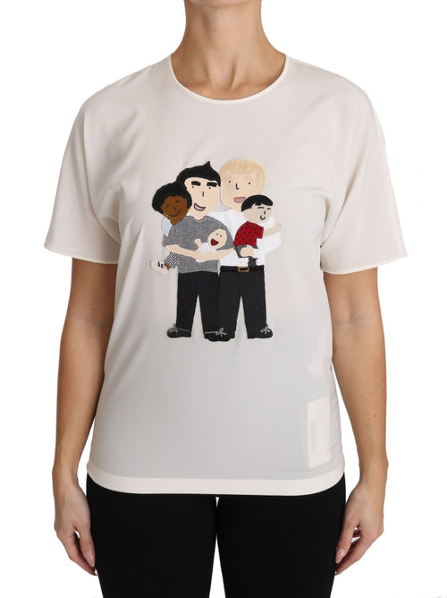 Dolce & Gabbana White Silk Stretch #dgfamily T-shirt - ClickThatClicks 