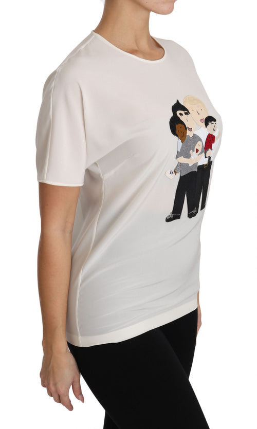 Dolce & Gabbana White Silk Stretch #dgfamily T-shirt - ClickThatClicks 