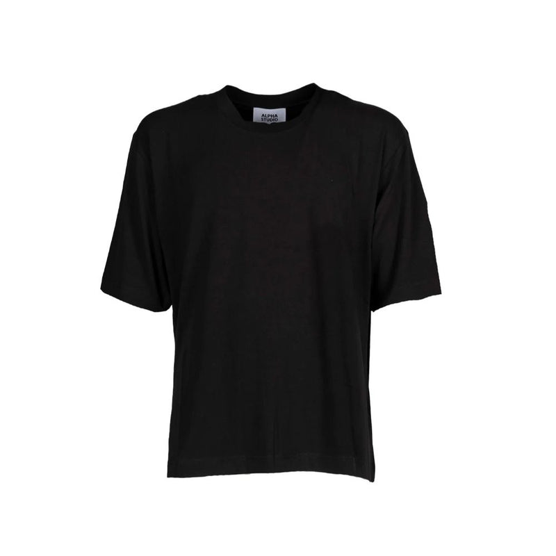 Alpha Studio Black Cotton T-Shirt