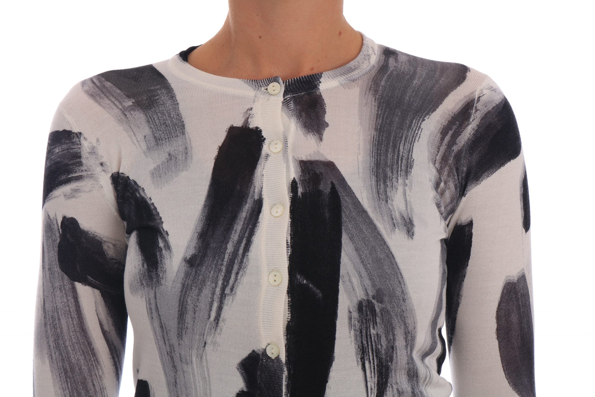 Dolce & Gabbana Cardigan Lightweight Silk Paint Stroke Sweater - ClickThatClicks 