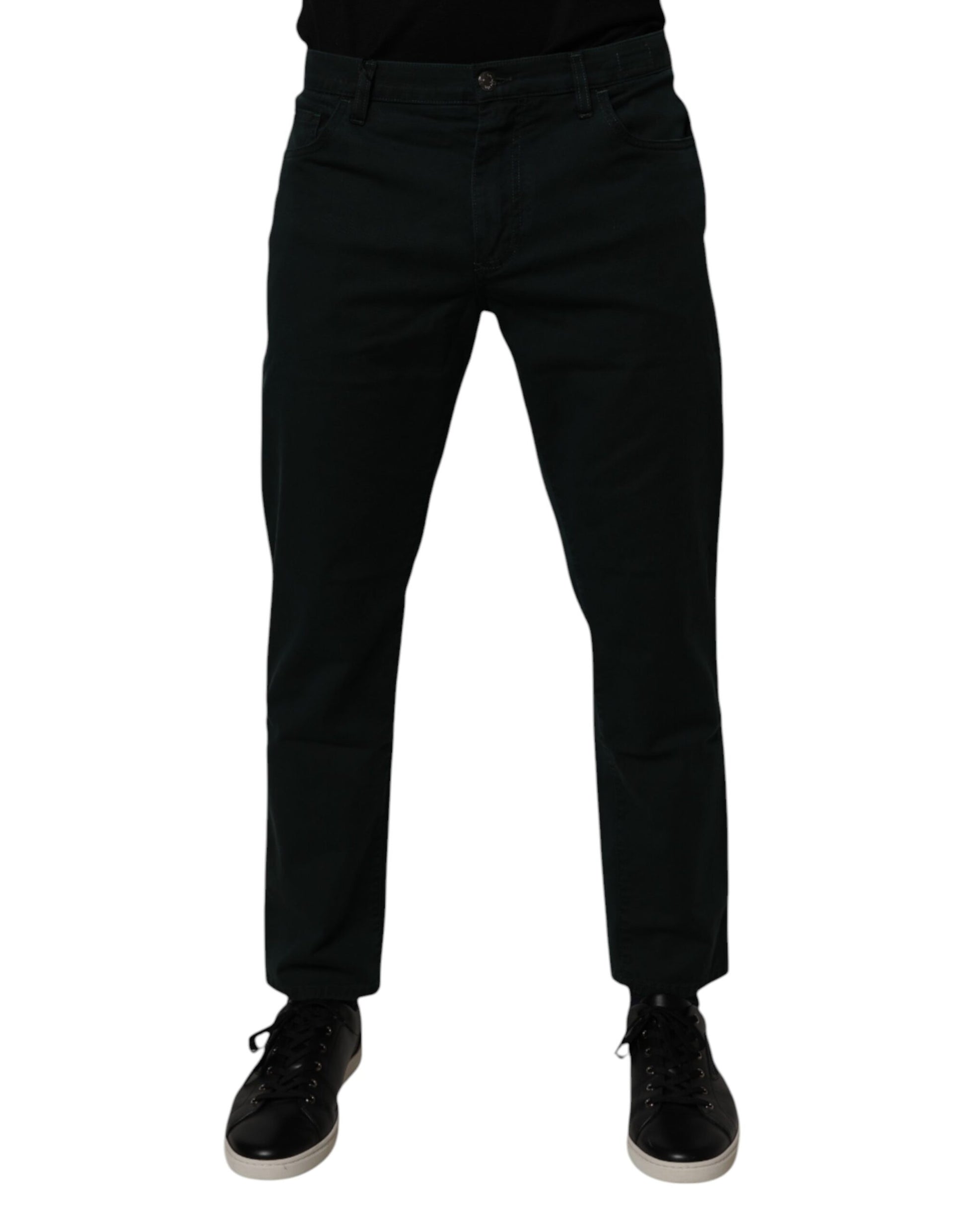 Dolce & Gabbana Dark Green Cotton Loose Men Denim Jeans - ClickThatClicks 