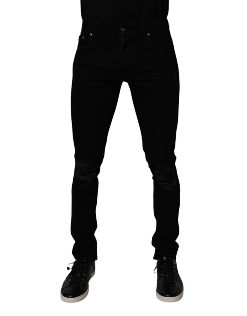 Dolce & Gabbana Black Cotton Stretch Skinny Men Denim Jeans