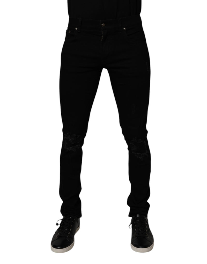 Dolce & Gabbana Black Cotton Stretch Skinny Men Denim Jeans