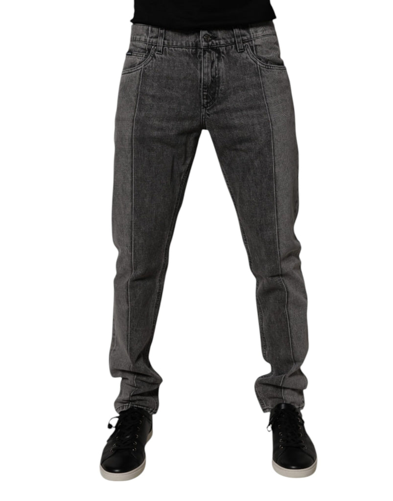 Dolce & Gabbana Two Tone Gray Cotton Denim Jeans