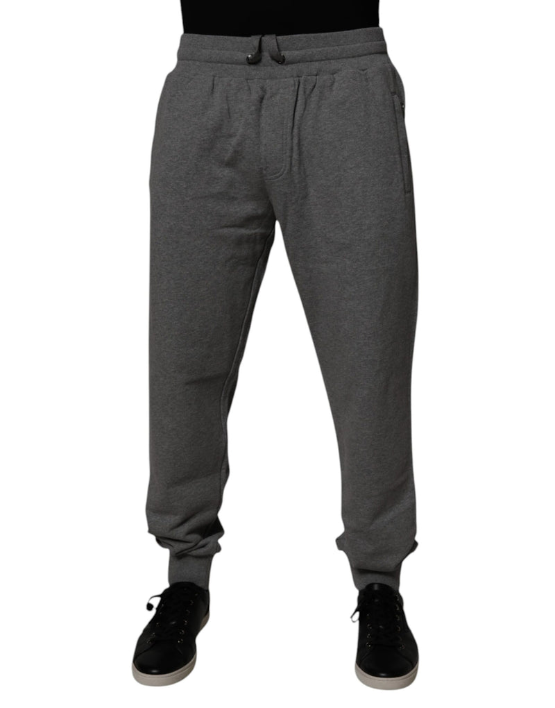 Dolce & Gabbana Gray Logo Cotton Jogger Men Sweatpants Pants