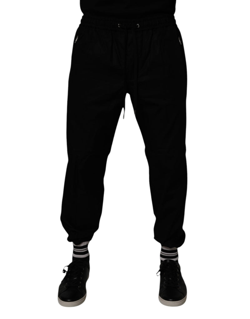 Dolce & Gabbana Black Cotton Men Jogger Sweatpants Pants