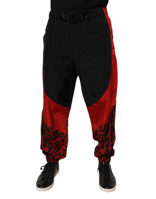 Dolce & Gabbana Black Red Leopard Jogger Sweatpants Pants - ClickThatClicks 