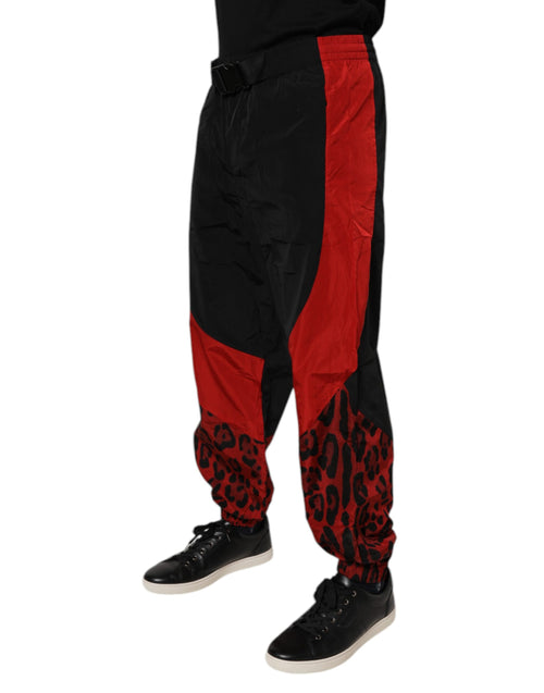 Dolce & Gabbana Black Red Leopard Jogger Sweatpants Pants - ClickThatClicks 