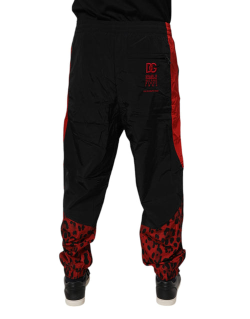 Dolce & Gabbana Black Red Leopard Jogger Sweatpants Pants - ClickThatClicks 