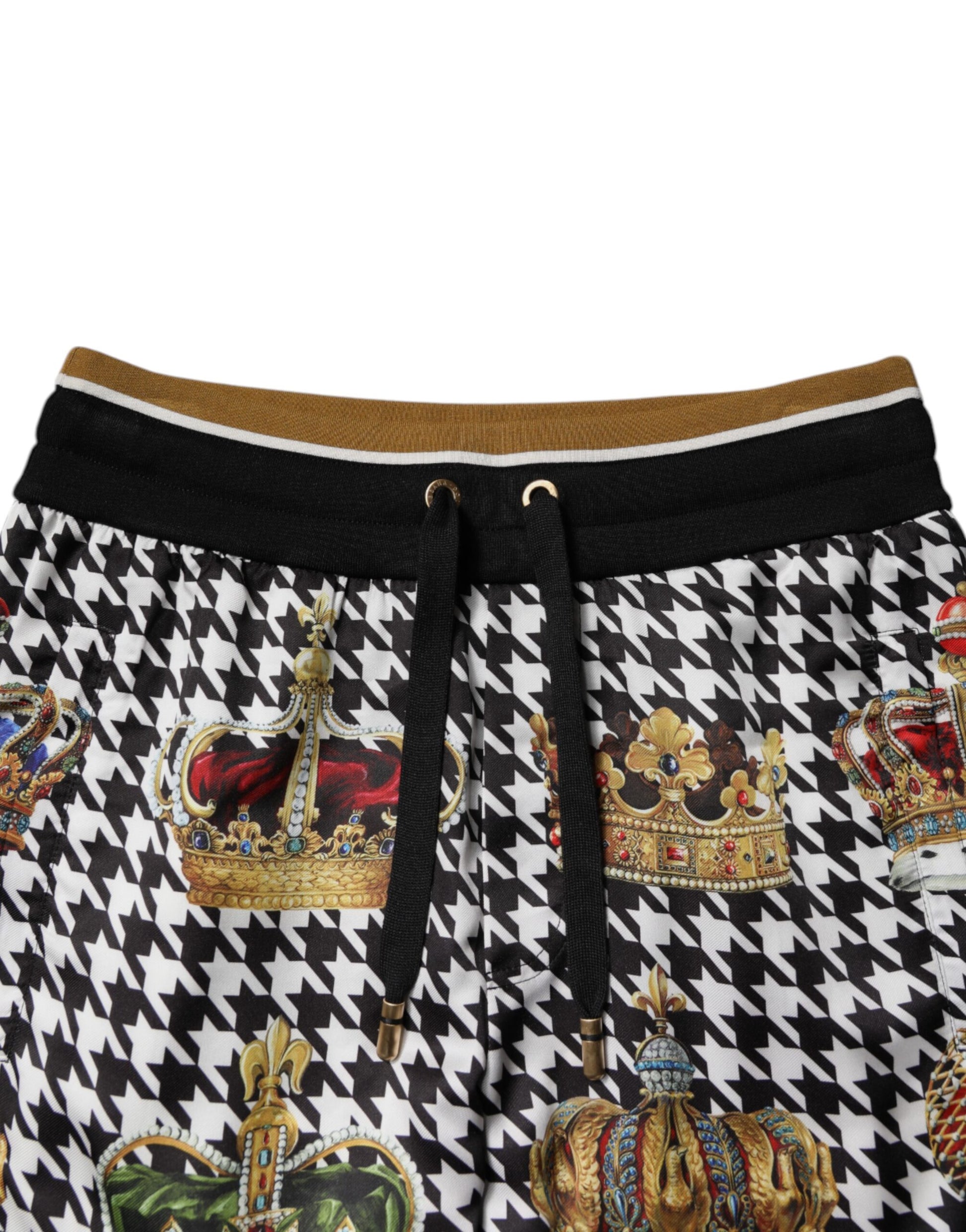 Dolce & Gabbana Multicolor Houndstooth Crown Men Sweatpants Pants - ClickThatClicks 