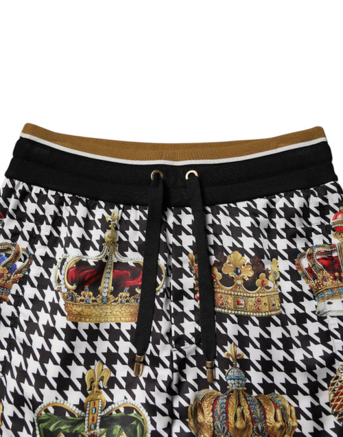 Dolce & Gabbana Multicolor Houndstooth Crown Men Sweatpants Pants - ClickThatClicks 
