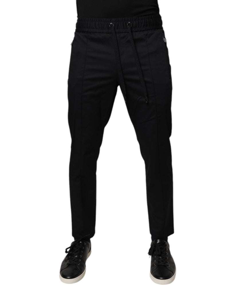 Dolce & Gabbana Dark Blue Cotton Men Jogger Sweatpants Pants