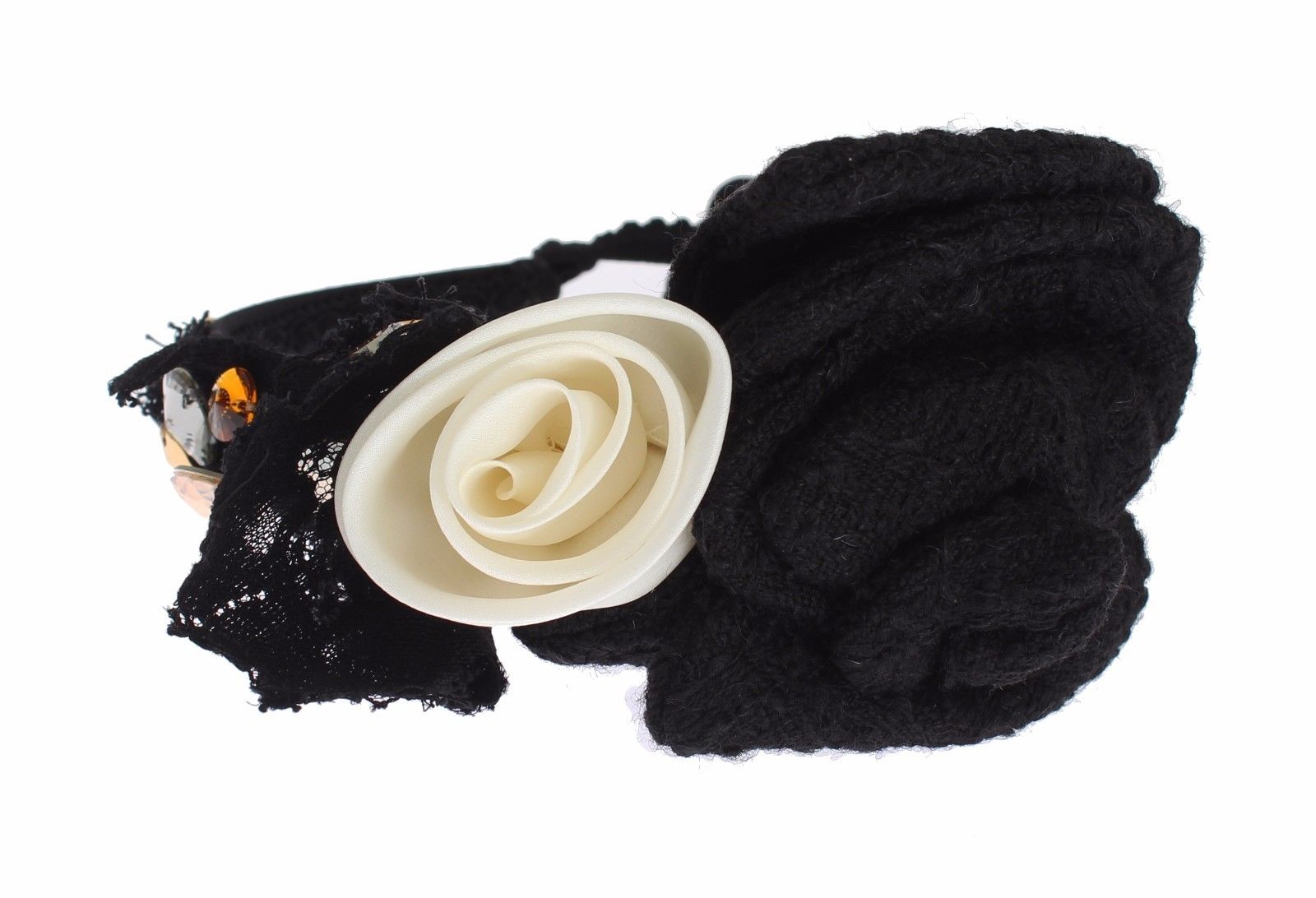 Dolce & Gabbana Diadem Headband Tiara White Rose Crystal Hair Gold - ClickThatClicks 