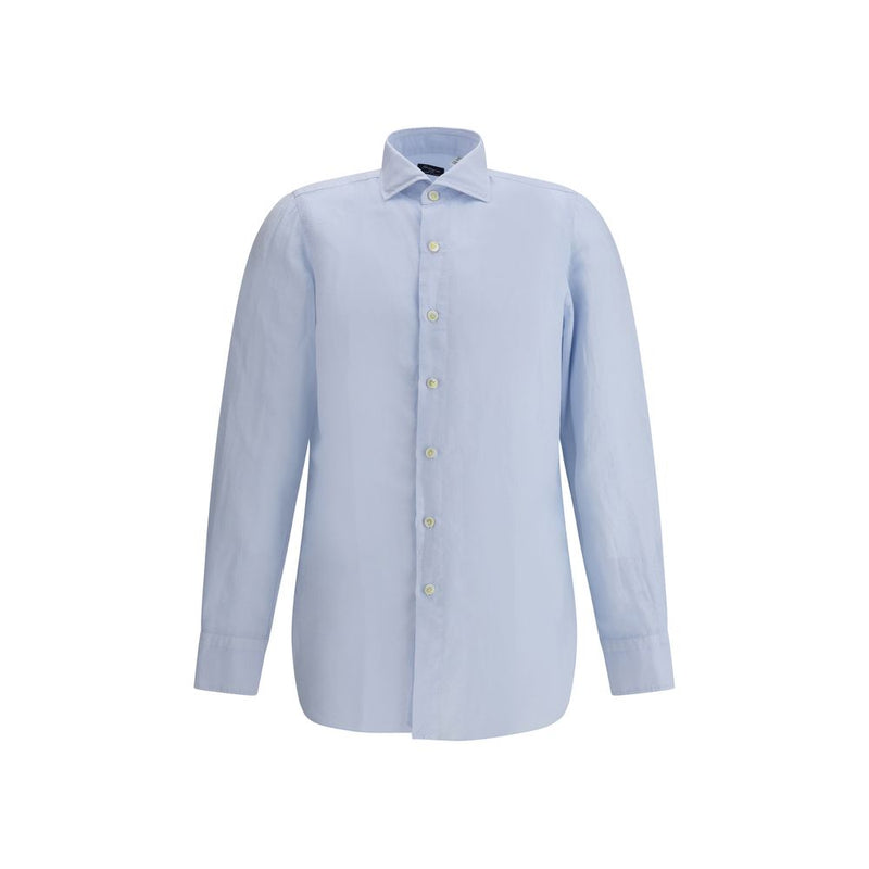 Finamore Light Blue Linen Dress Shirt