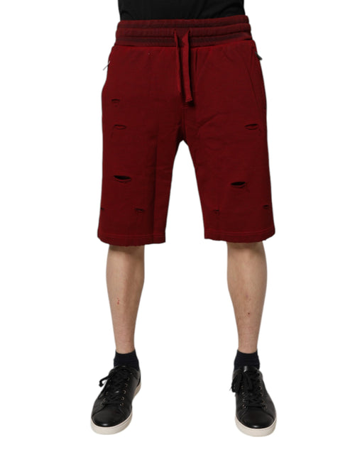 Dolce & Gabbana Maroon Rip Style Bermuda Sweatshorts Shorts - ClickThatClicks 