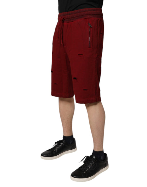 Dolce & Gabbana Maroon Rip Style Bermuda Sweatshorts Shorts - ClickThatClicks 