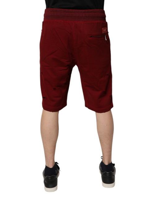 Dolce & Gabbana Maroon Rip Style Bermuda Sweatshorts Shorts - ClickThatClicks 