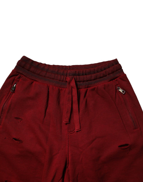 Dolce & Gabbana Maroon Rip Style Bermuda Sweatshorts Shorts - ClickThatClicks 