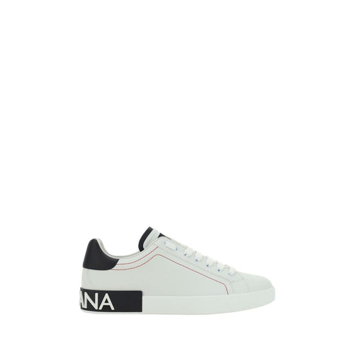 Dolce & Gabbana White Calf Leather Bos Taurus Low Top Sneakers - ClickThatClicks 