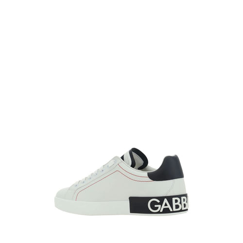 Dolce & Gabbana White Calf Leather Bos Taurus Low Top Sneakers - ClickThatClicks 