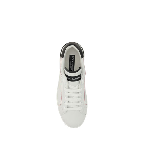 Dolce & Gabbana White Calf Leather Bos Taurus Low Top Sneakers - ClickThatClicks 