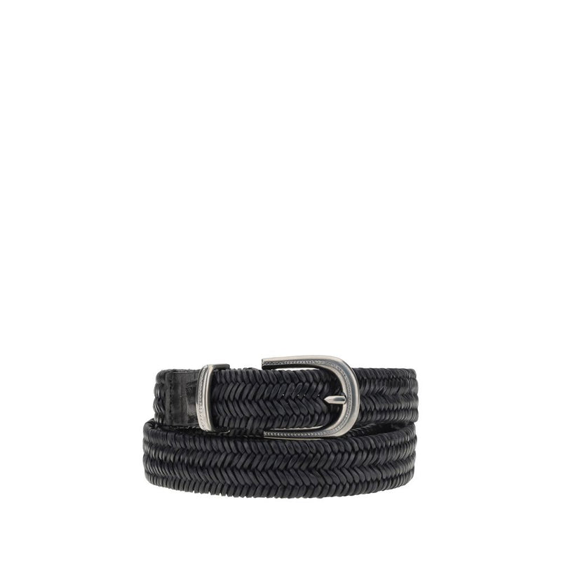 Brunello Cucinelli Black Calf Leather Bos Taurus Regular Belt