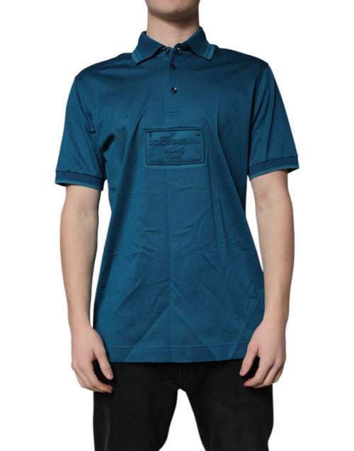 Dolce & Gabbana Blue Logo Cotton Men Polo Shirt T-shirt - ClickThatClicks 