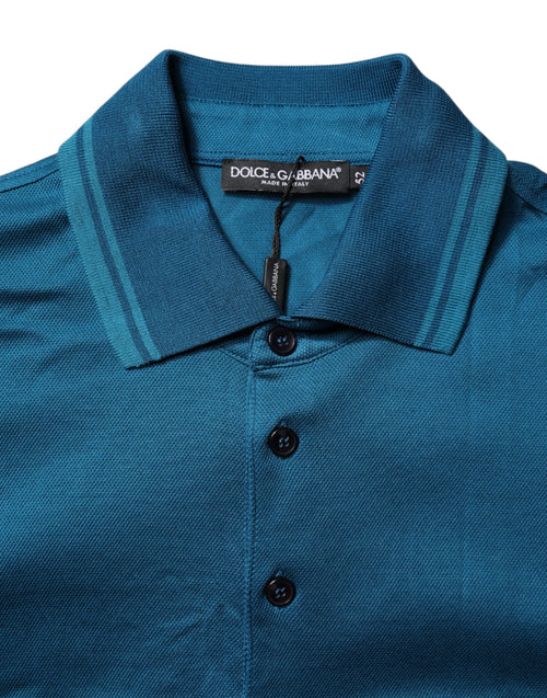 Dolce & Gabbana Blue Logo Cotton Men Polo Shirt T-shirt - ClickThatClicks 