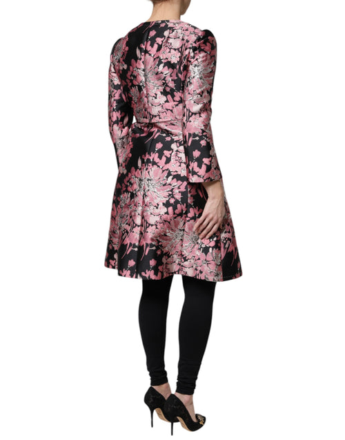 Dolce & Gabbana Pink Black Floral Brocade Trenchcoat Jacket - ClickThatClicks 