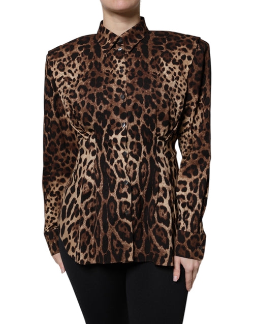 Dolce & Gabbana Brown Leopard Silk Button Down Coat Jacket - ClickThatClicks 