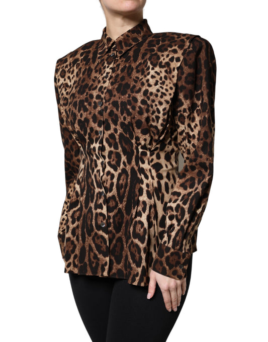 Dolce & Gabbana Brown Leopard Silk Button Down Coat Jacket - ClickThatClicks 