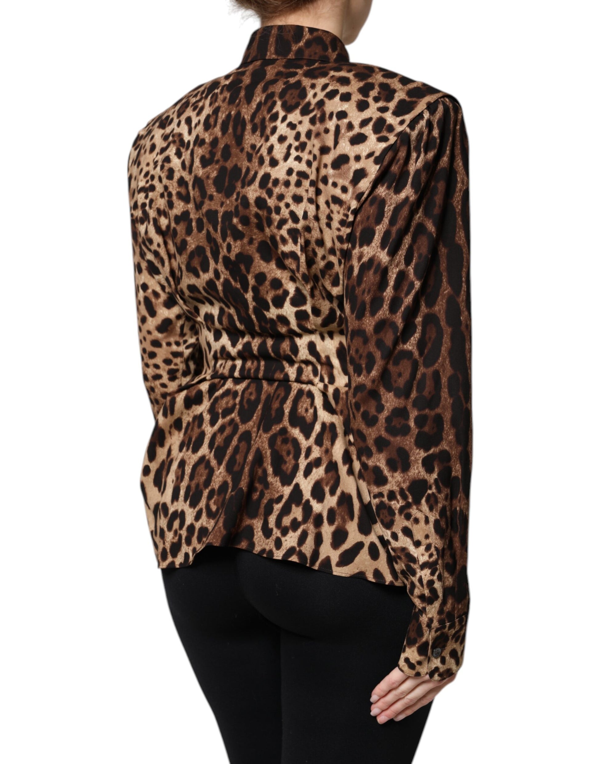 Dolce & Gabbana Brown Leopard Silk Button Down Coat Jacket - ClickThatClicks 