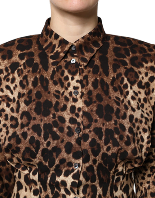 Dolce & Gabbana Brown Leopard Silk Button Down Coat Jacket - ClickThatClicks 