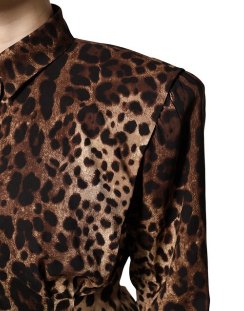 Dolce & Gabbana Brown Leopard Silk Button Down Coat Jacket - ClickThatClicks 